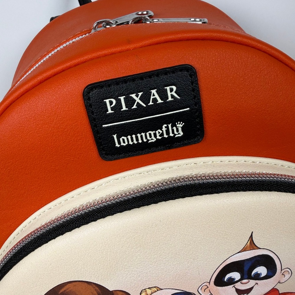 Loungefly Pixar The Incredibles Family Jungle Mini‎ Backpack Orange Cream New - Picture 5 of 5
